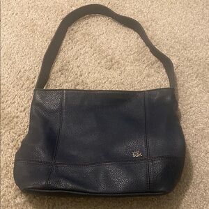 The Sak Navy Shoulder Pebbled Leather Bag